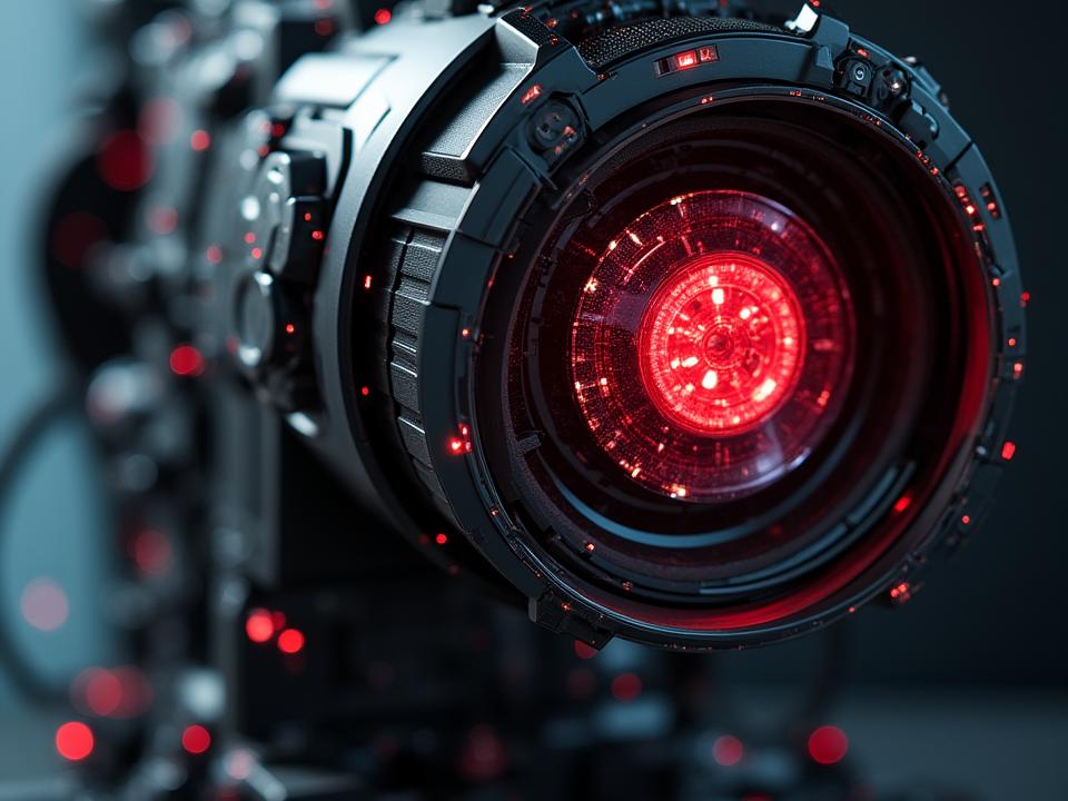 Close-up of AI robotic sensor interface representing data privacy