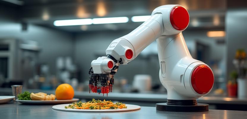 Robot arm assisting in a commercial kitchen